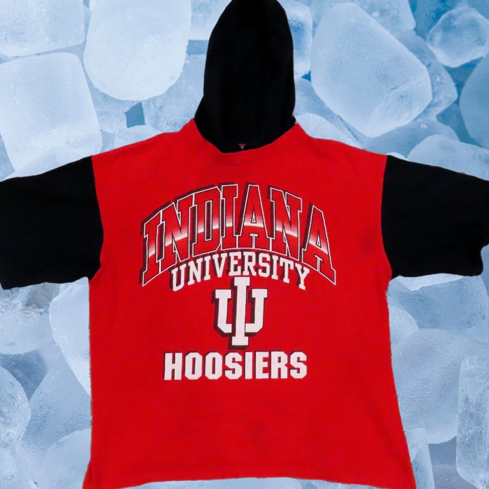 Jostens Sportswear Indiana University Vintage 90s Red Hooded Shirt Mens Large